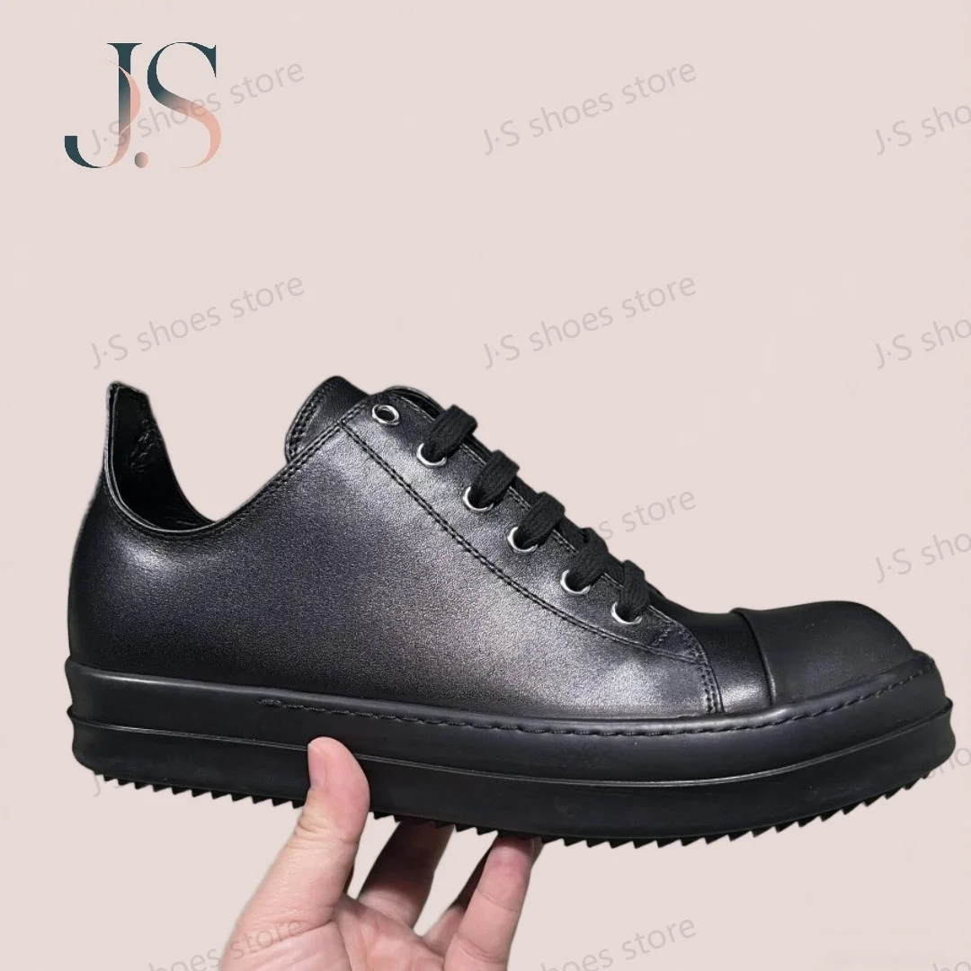 

Брендовая уличная обувь Ricks, мужские черные кожаные туфли, женские низкие кроссовки Owens, роскошные повседневные кроссовки на плоской подошве из воловьей кожи на шнуровке