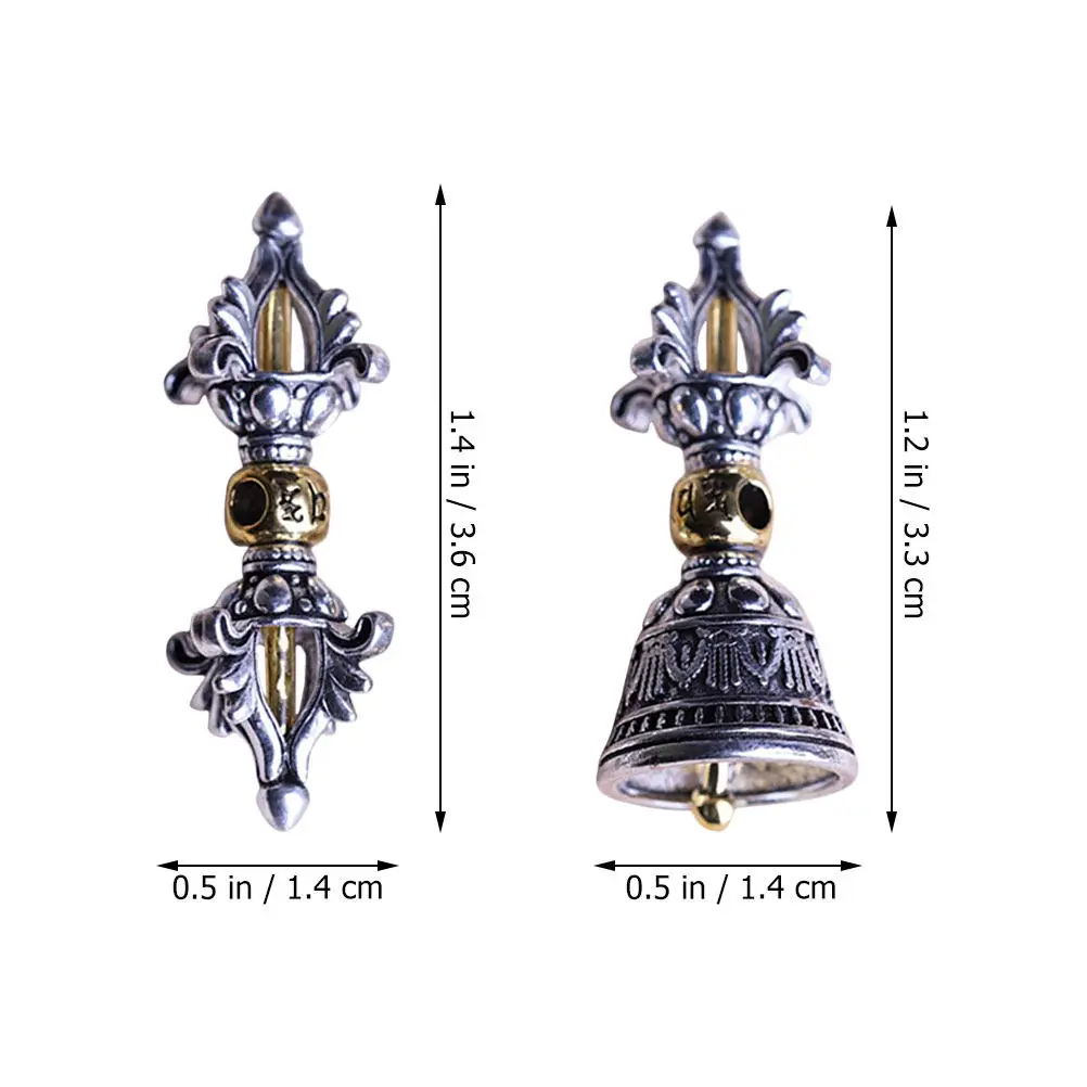 4Pcs Spiritual Vajra Pestle Pendant Wear Resistant Corrosion Proof Metal Buddhist Charm for Necklace Keychain DIY Craft Decor
