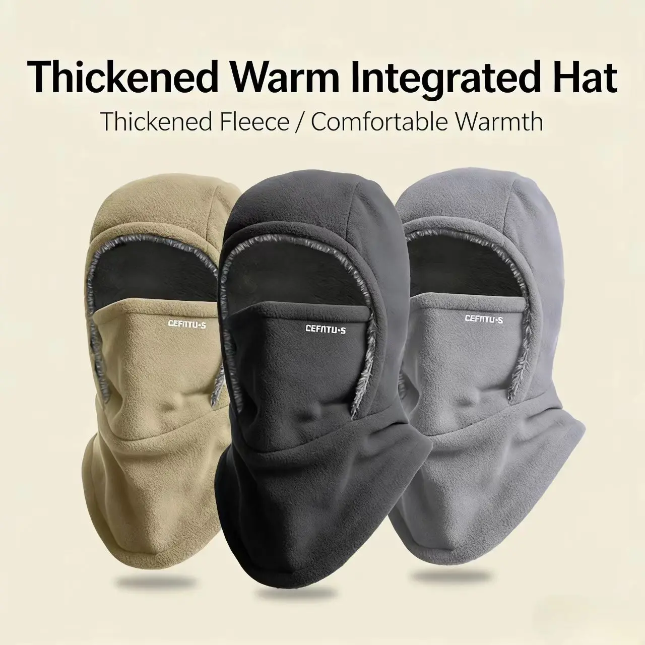 

Winter Warm One-Piece Hood, Thick Material, Style Fit Face, Windproof, Suitable for Winter Cycling, Outdoor Sports And Wor