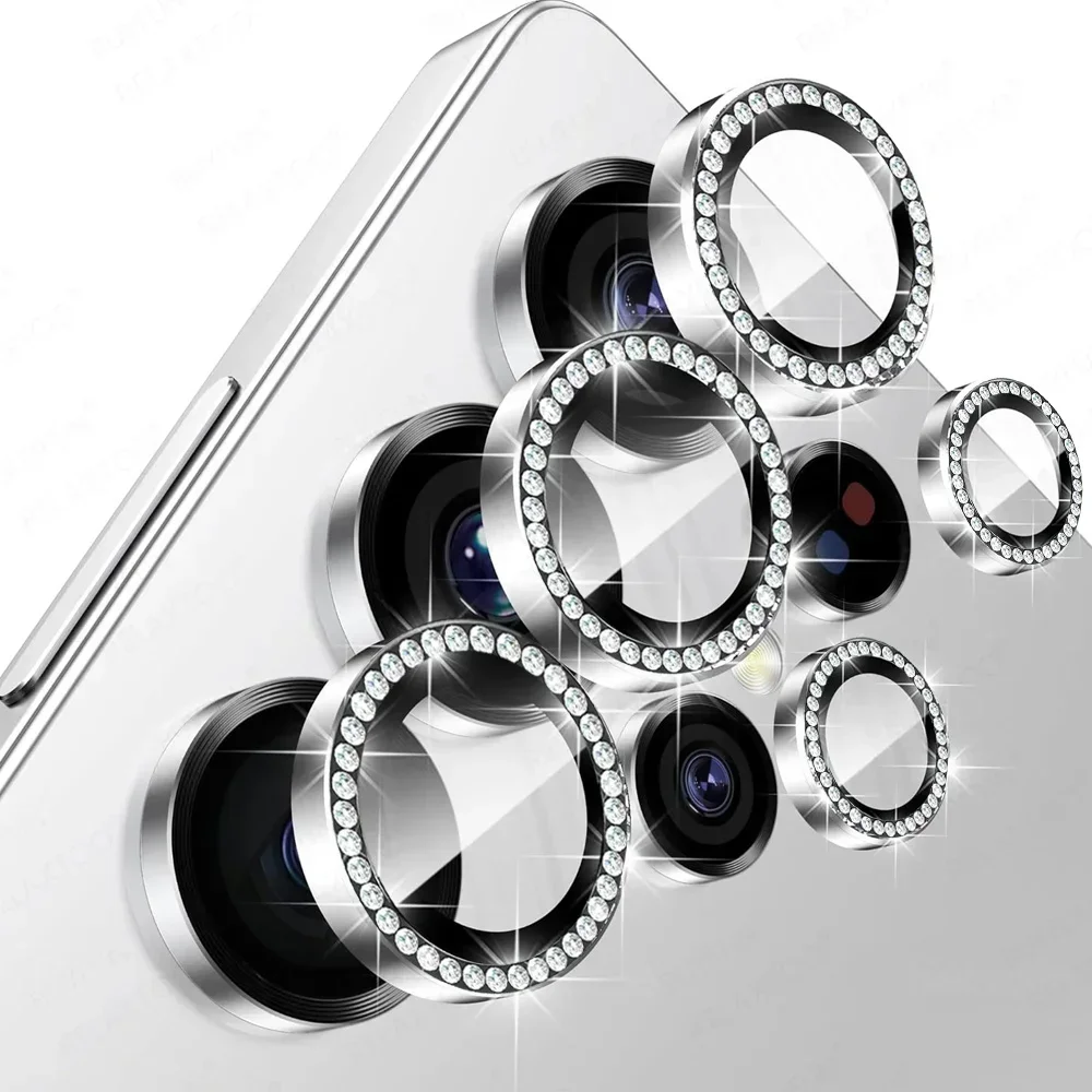 1Set HD Shiny Diamond Metal Ring Camera Lens Film For Samsung Galaxy S25 S24 S23 FE Edge Ultra Plus Anti-scratch Protector Cover