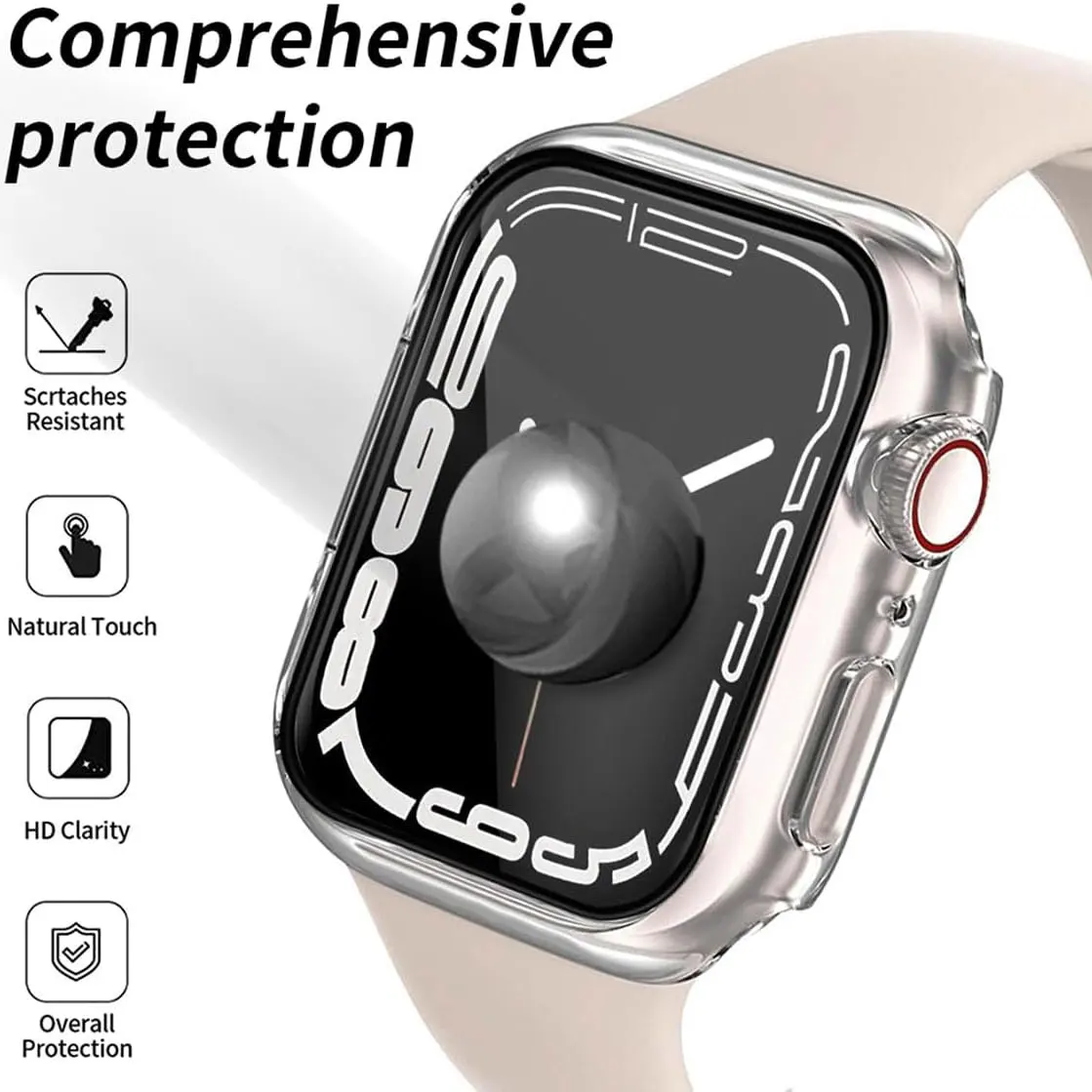 Transparent Case For Apple Watch Series 1/2/3/4/5/6/7/8/9 SE Screen Protector Soft TPU Cover for iWatch 38/40/41/42/45/44 mm