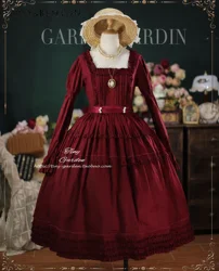 Elegant French Girl Square Collar Puff Sleeve Dress Lolita Retro Sweet Lace Stitching Long Sleeve Slim Fit Dresses Prom Dress