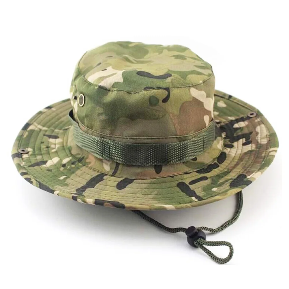 Kapelusz typu boonie, kamuflaż, unisex, do aktywności na świeżym powietrzu, na kemping, wspinaczkę, wędkarstwo, piesze wędrówki, lekki, regulowany, z wentylacją.