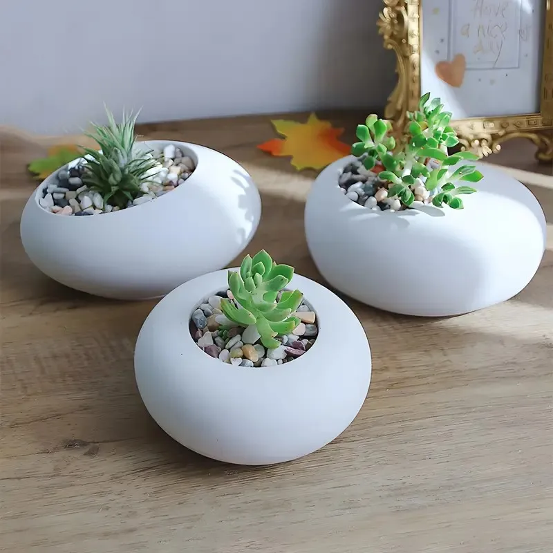 Tealight Candle Holder Resin Silicone Mold, Crystal Ball/Sphere Epoxy Resin Mold,Oval Gypsum Concrete Flower Pot Making Mold