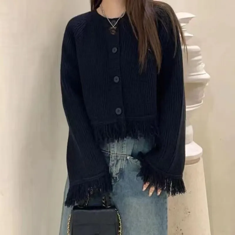 Or maglione lavorato a maglia Jaet da donna sciolto lungo Sve round Ne Open Cardigan Top per la primavera autunno taglia piccola amichevole