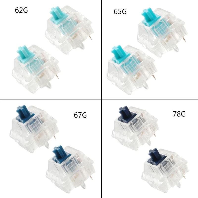 F3KE Zealios Zilent V2 Tactile Switches MX Style 5pins Mute Blue Switch for Mechanical Keyboard Shafts 62g 65g 67g 78g Force