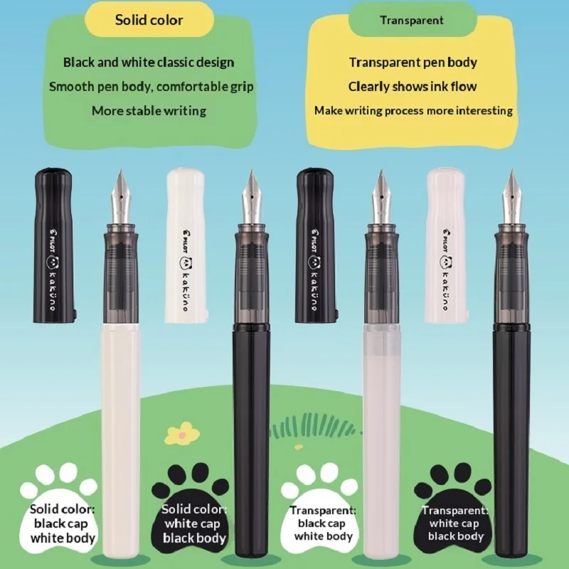 

Japanese Pilot Kakuno Panda Limited Fountain Pen Kawaii Smiley Face Iridium Nib M/F Smooth and Stable Writing Tool Stationery