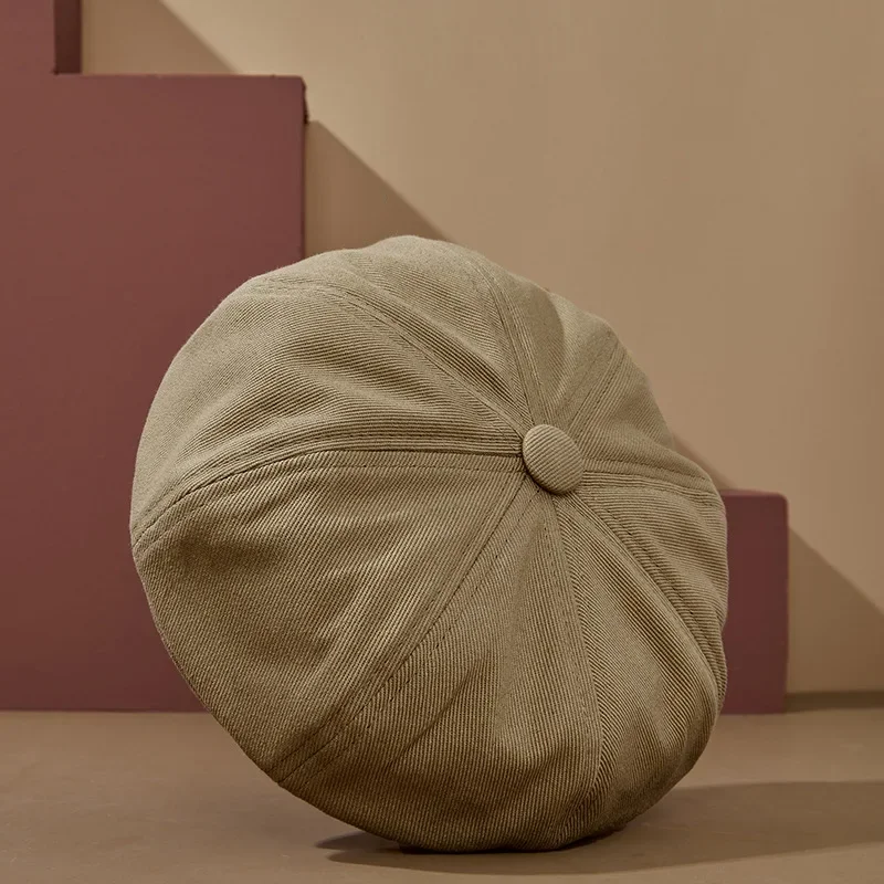 قبعة بيريه كلاسيكية من القطن للنساء، قبعة رسام كلاسيكية عصرية، قبعة موزع الصحف للربيع والصيف، تصوير في الشوارع في الهواء الطلق