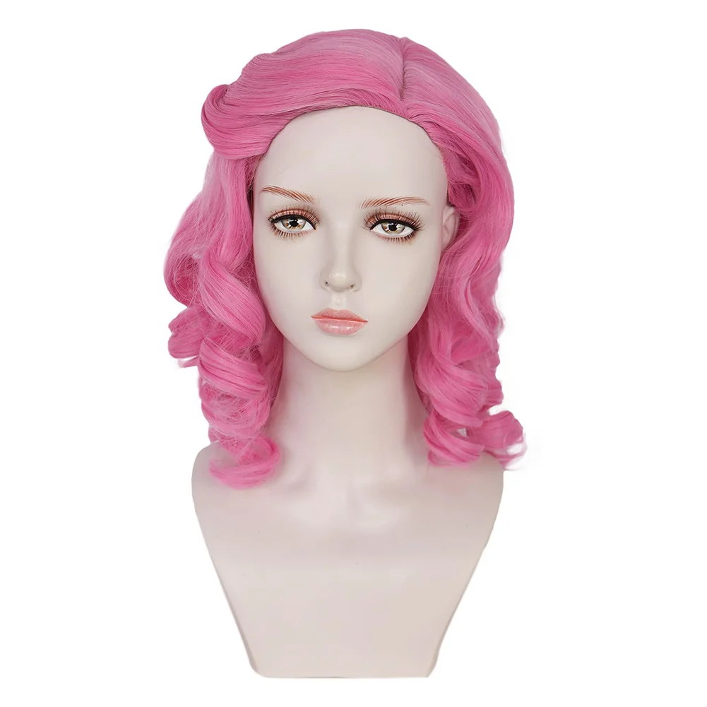 Bridget Cosplay Wig Movie Descendants Roleplay Pink Headwear Heat Resistant Synthetic Hair Carnival Halloween Party Props