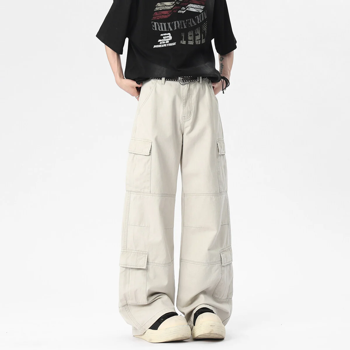 

LAPPSTER Baggy Pockets Cargo Jeans Y2k Streetwear Oversized Straight Pants Hiphop Harajuku Designer Stacked Jeans Korean Bottoms