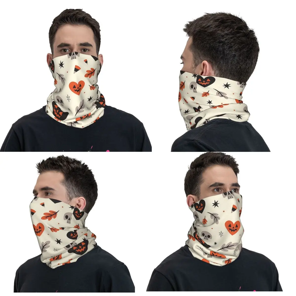 Ghost Pumpkin Halloween Bandana Neck Gaiter Printed Mask Scarf Multifunction Headband Hiking Fishing Unisex Adult Windproof image 3