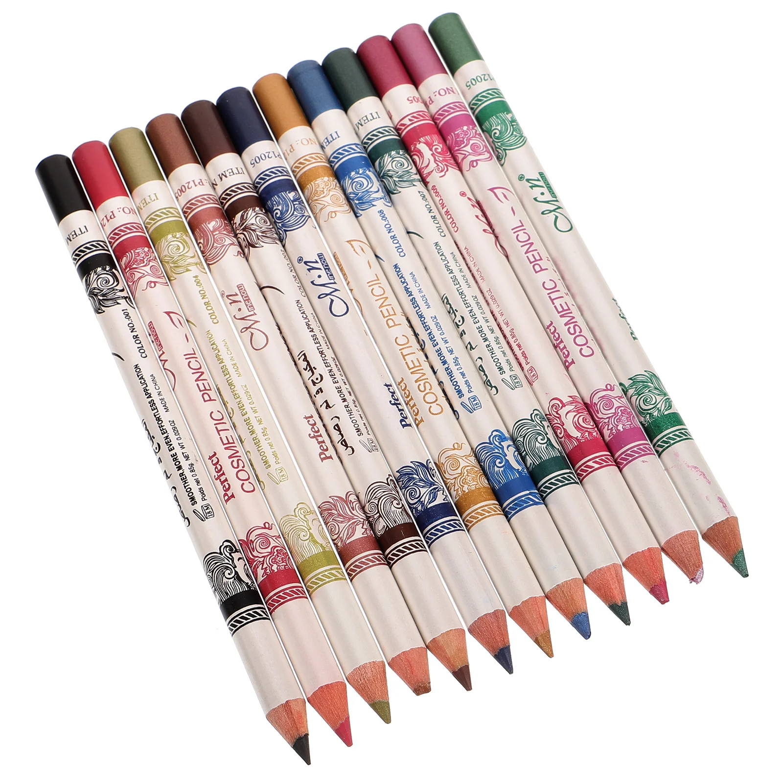 Stylo Eyeliner 3 en 1, 12 pièces, ensemble de crayons de maquillage imperméables et durables pour les yeux, les lèvres et les sourcils, Kit de couleurs vibrantes