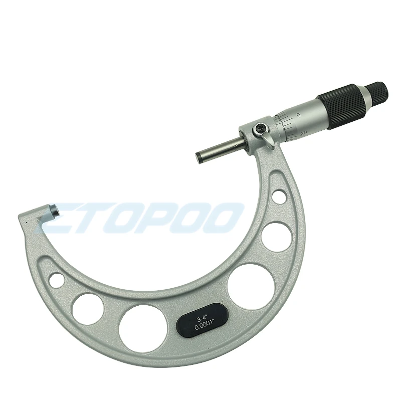 ETOPOO25-50-75-100MM Bearing Steel Outside Micrometer 4pcs 0-1/1-2/2-3/3-4 inch Accuracy 0.0001\