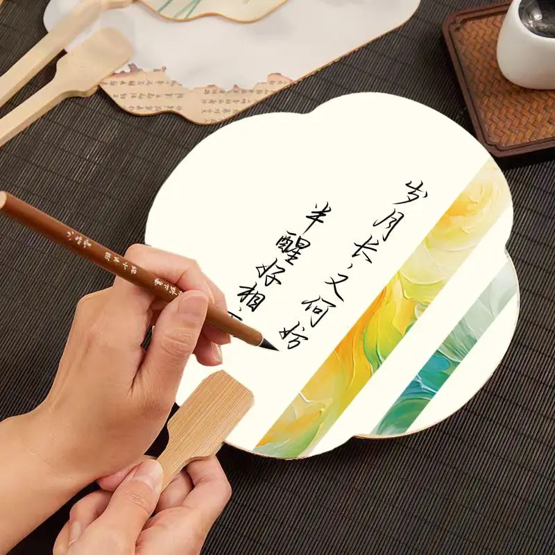 Blank DIY Xuan Paper Fan Handmade Thickened Double-sided Tuan Fan Chinese Cultural Creative Calligraphy Painting Fan Wholesale