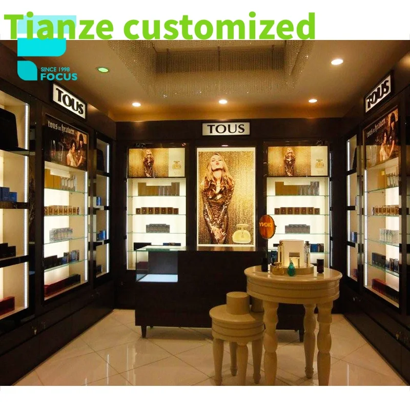 Customized-luxury high-end cosmetic store display showcase makeup shelf perfume shop interior design perfume display furniture