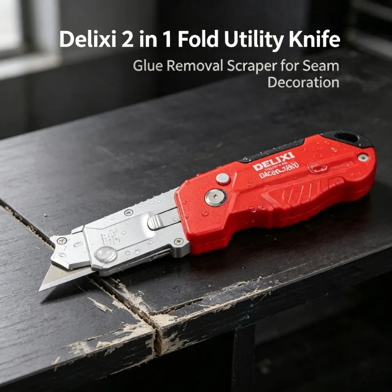 delixi-2-in-1-変形折りたたみユーティリティナイフ接着剤除去スクレーパーシーム装飾ハンドツール接着剤除去ブレードのクリーニング