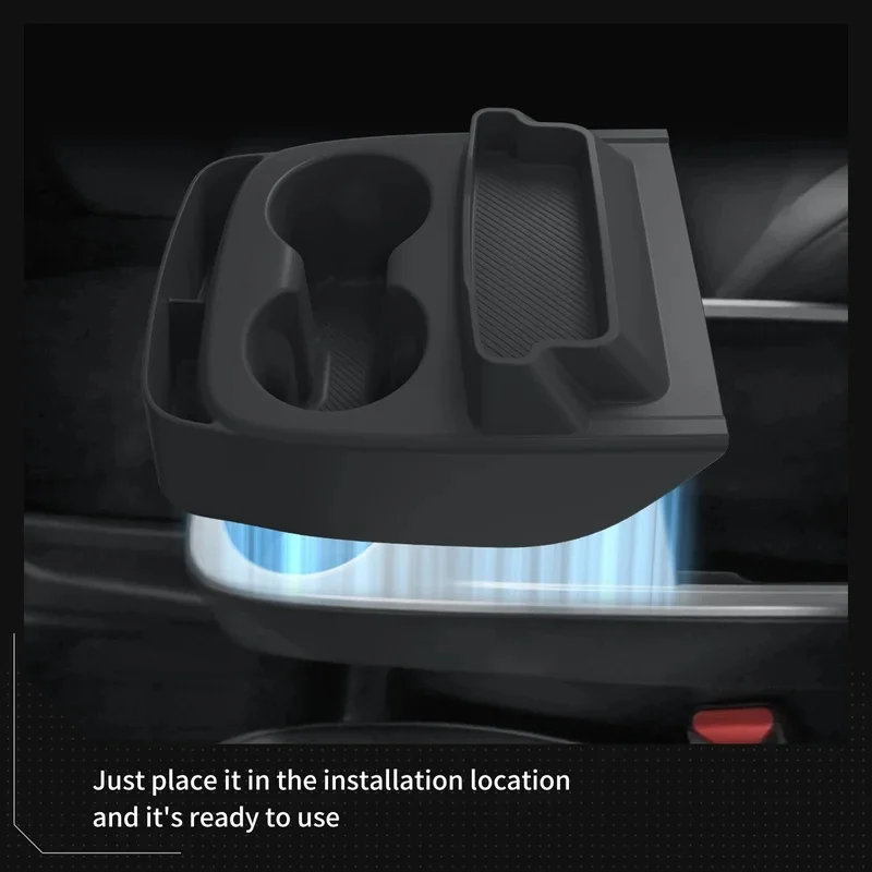 for Tesla Model Y Standard RWD 2025 2026 Water Cup Holder Insert Car Cup Box Shock-Absorbing Tray Silicone Organizer