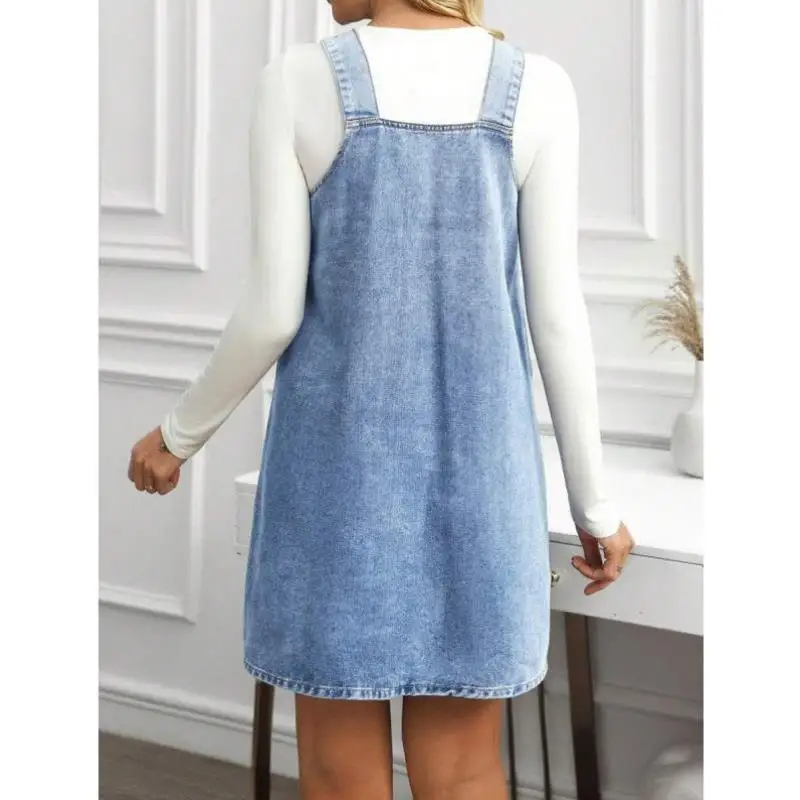 Double couche Denim col Svel Dr femmes décontracté V Ne H Sle jupe ceinturée Ci Walk 00% lin tissu t-shirt Quart...