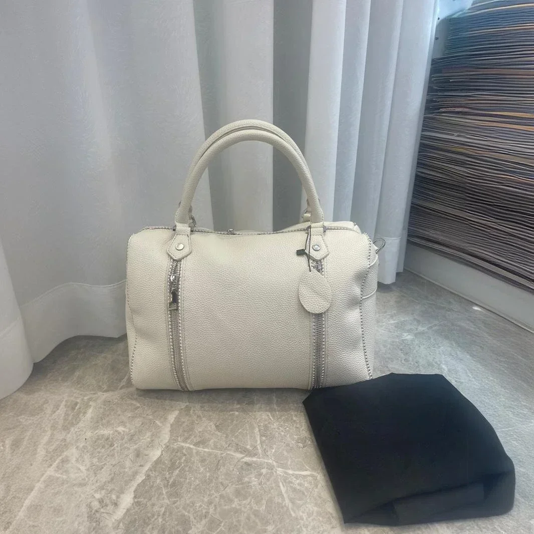 

2025 ZV French Classic New Black Lychee Pattern Women's Leather Shoulder Crossbody Handbag Bucket Bag