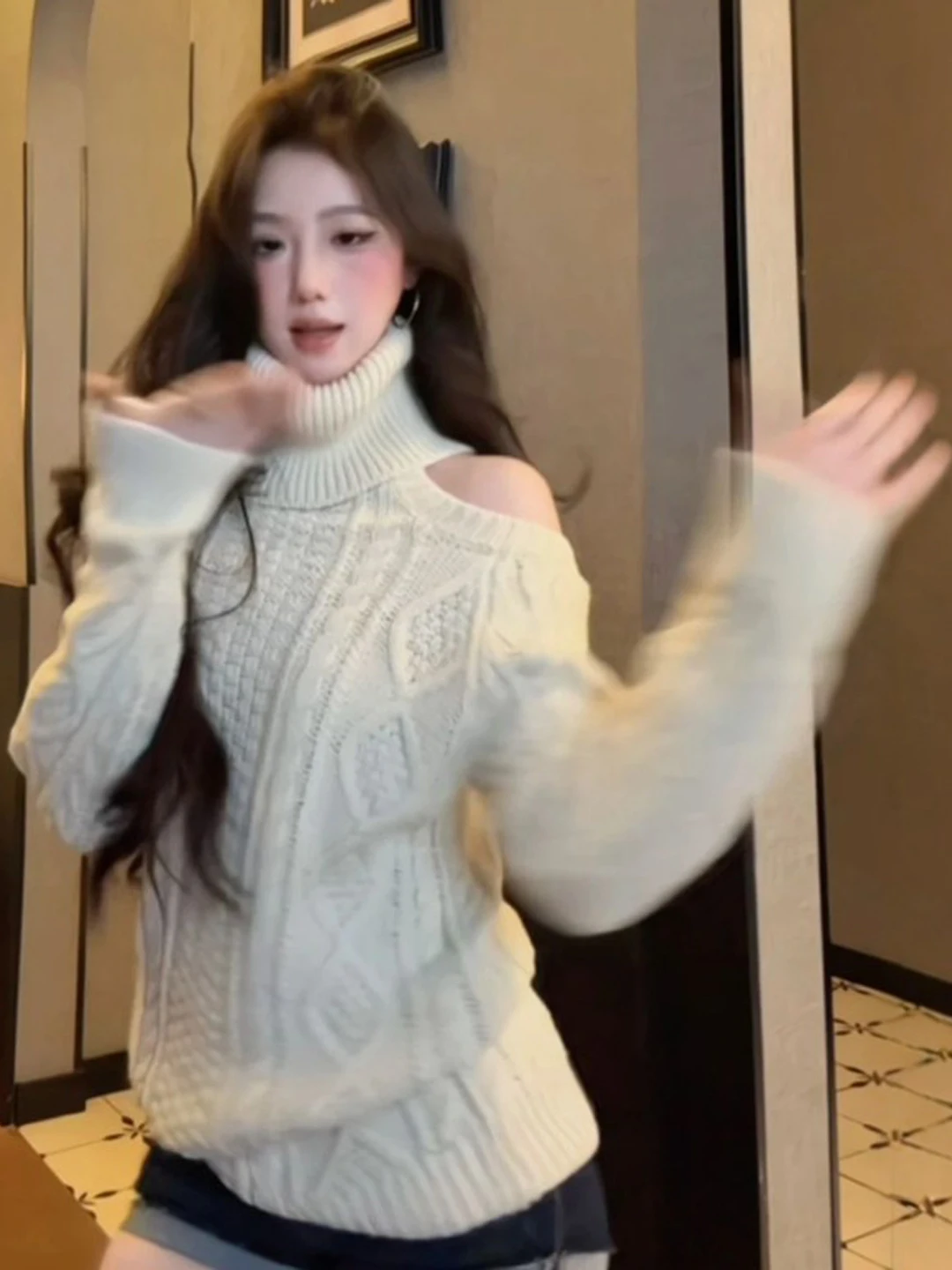 

Свитер Laid-ba Sle High-Ne Svel: уникальный дизайн, свободный крой, весенняя мода, женский корейский свободный длинный свитер-топ