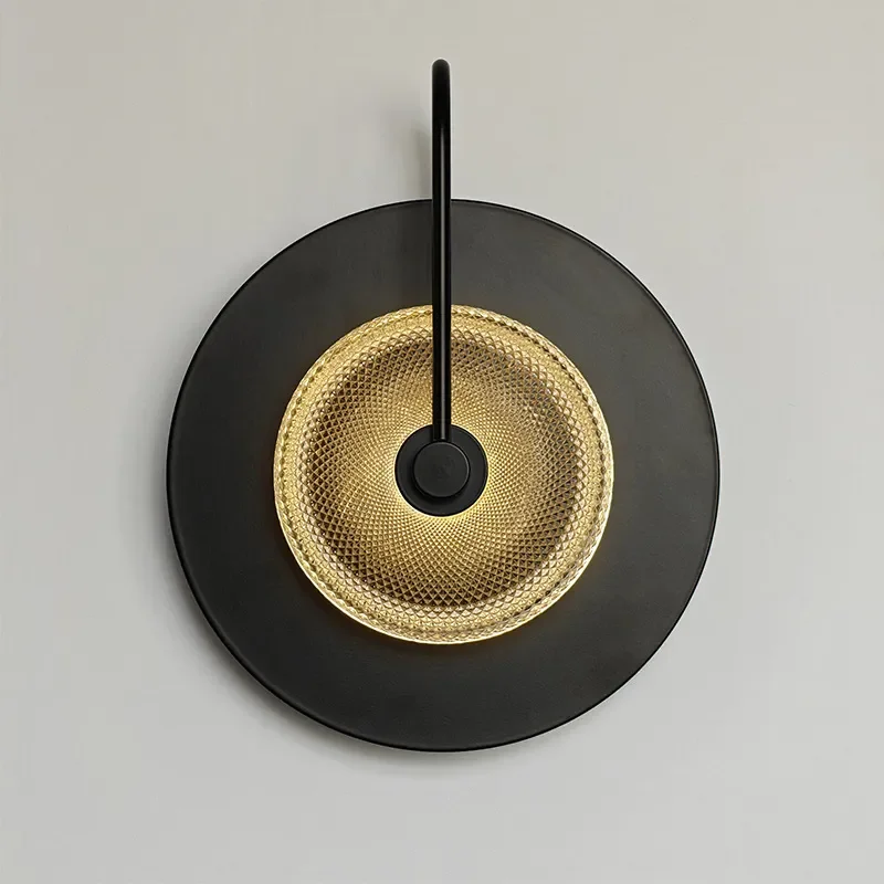 for Modern Minimalist Glass Wall Lamp Vintage Hotel Medieval Wrought Iron LED Living Room Ins Wind Nordic Bedroom Decorative