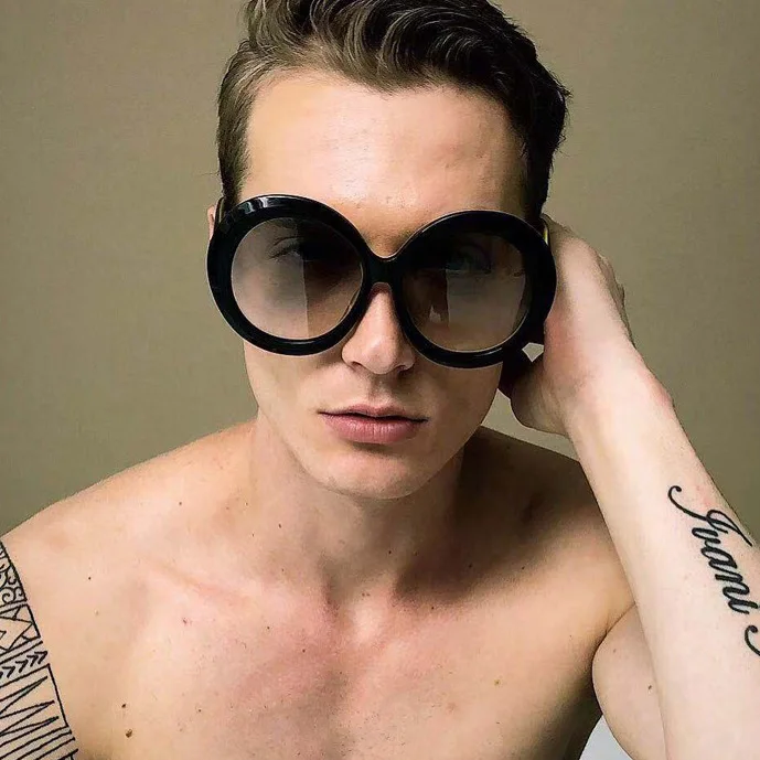 DOHOHDO Übergroße runde Retro-Sonnenbrille für Damen, modisch, beliebt, Vintage-Rahmen, Herren, Luxus-Trend, Markendesigner-Sonnenbrille – Detail 2