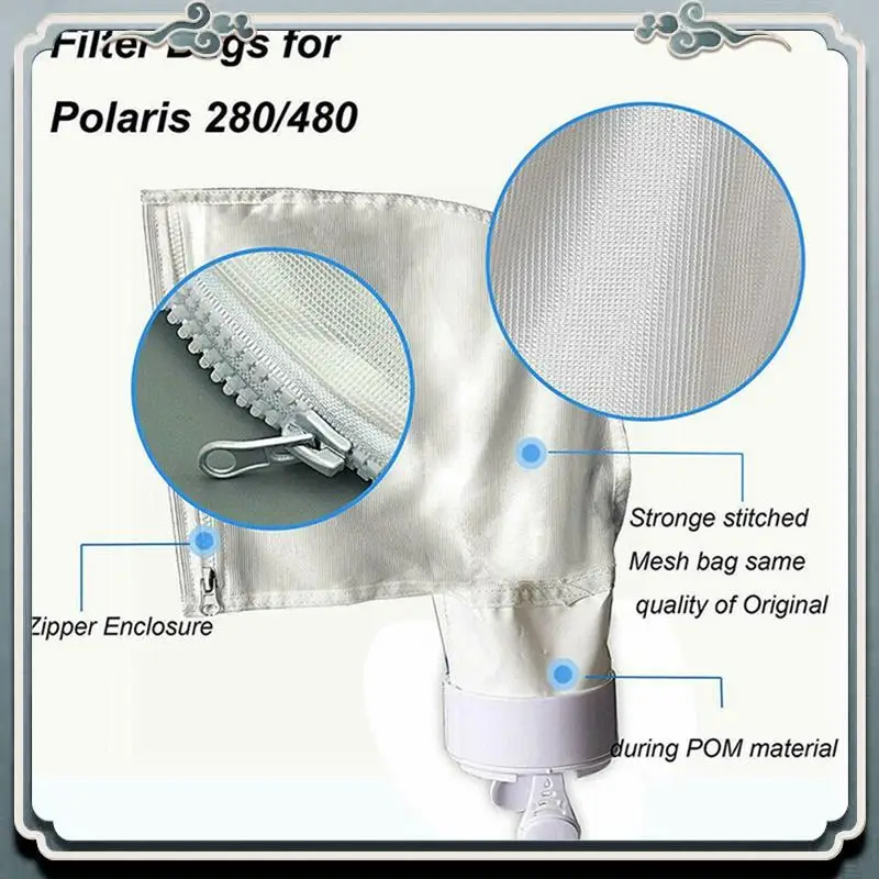 Sacos duráveis do líquido de limpeza da piscina, saco da piscina de 4 pces, substituição do saco do vácuo da piscina com zíper, peças dos termas da piscina para 280, saco de filtro 480