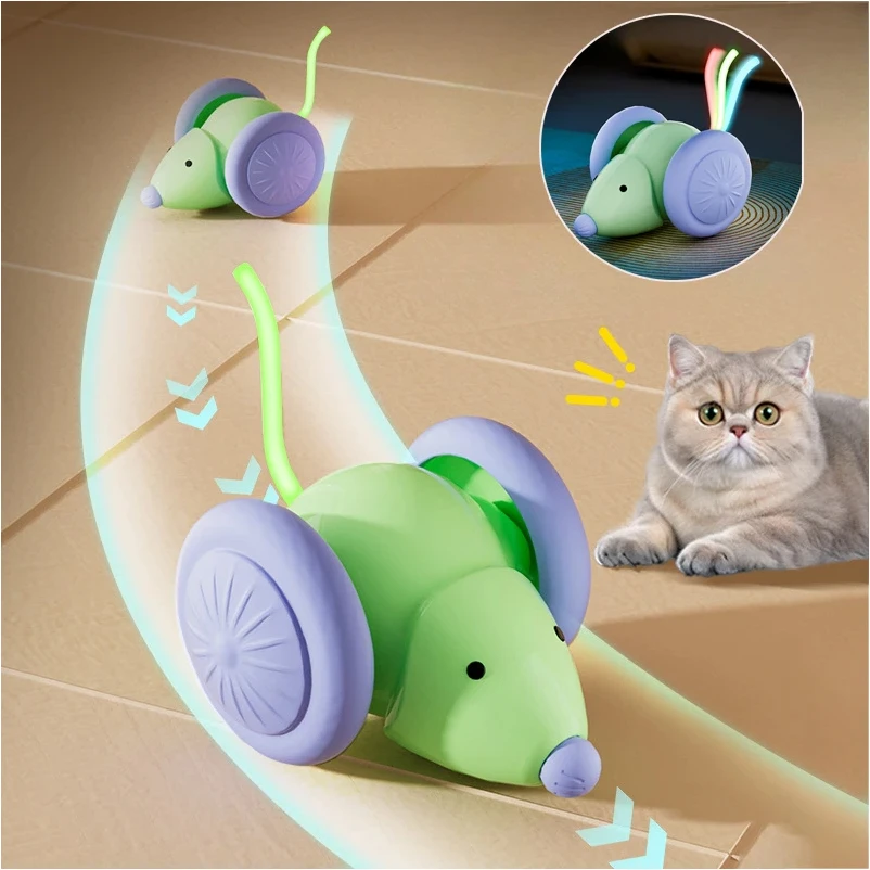 

Interactive Cat Toy Electric Mouse Car Automatic Teaser kitten Pet Toys Rechargeable Intelligent Obstacle Avoidance Cat Car Toy