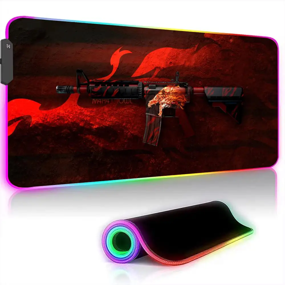 

RGB коврик для мыши Art Gun узор дизайн светодиодный светящийся игровой коврик резиновый противоскользящий настольный коврик аксессуары для ПК игровая клавиатура коврик для мыши