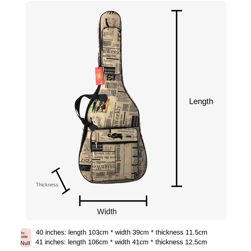 40 41Inch Guitar Case Personality Style Guitar Cover Shoulder Strap Backpack 600D Oxford Waterproof Acoustic Folk Gig Bag