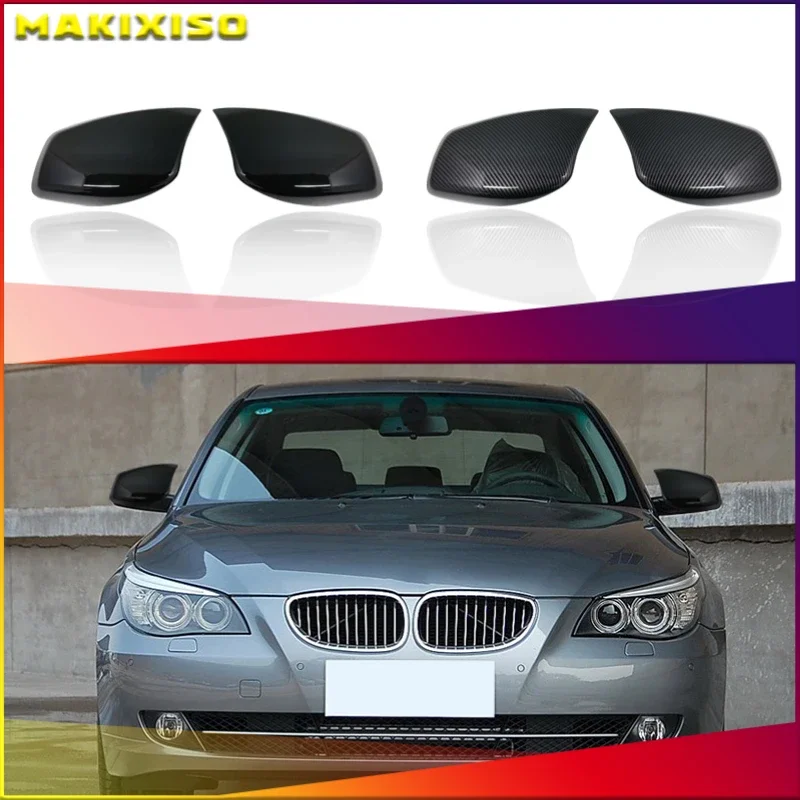 Für BMW 5er E60 E61 E63 E64 2004-2008 520i 525i 528i 528xi 530i Neue Carbon-Optik Schwarze Seitenspiegel-Abdeckkappen