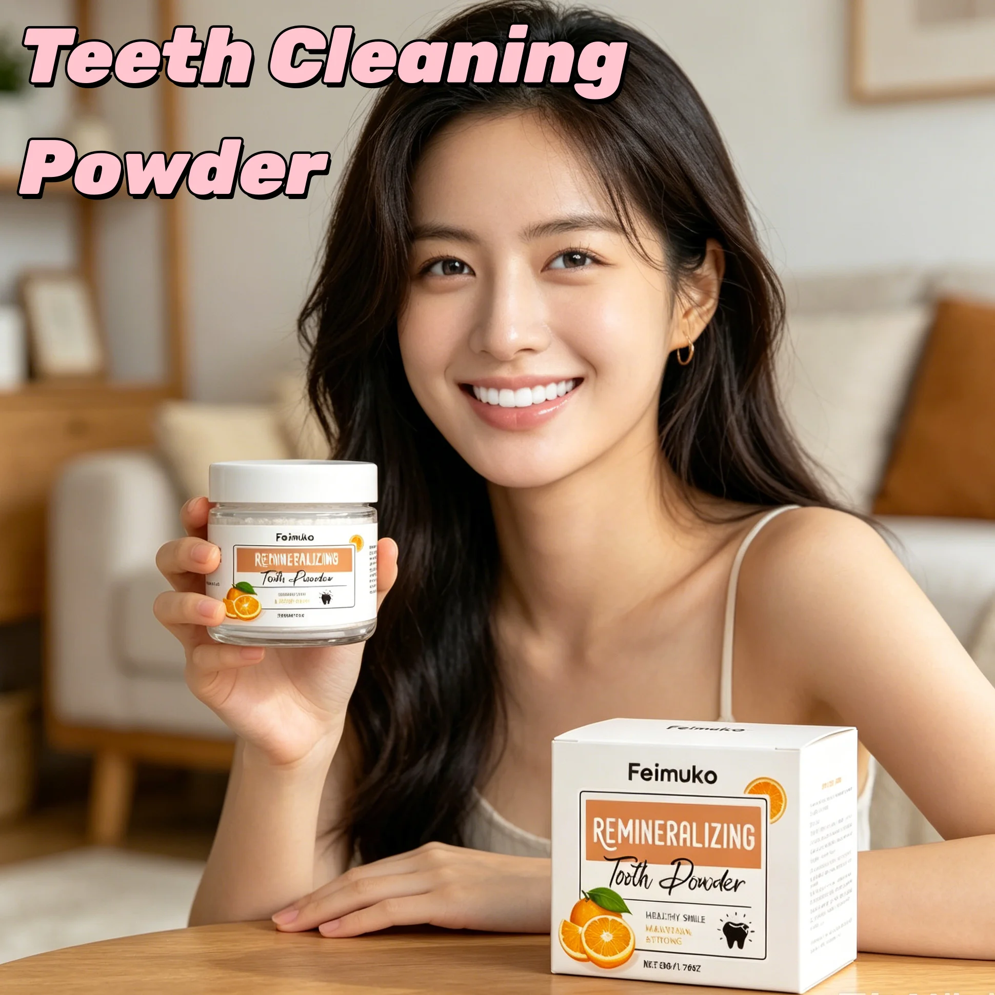 Sweet Orange Tooth Whitening Powder Deep Clean Plaque Bright White Teeth Refresh Citrus Flavor Oral Hygiene For Sensitive Teeth