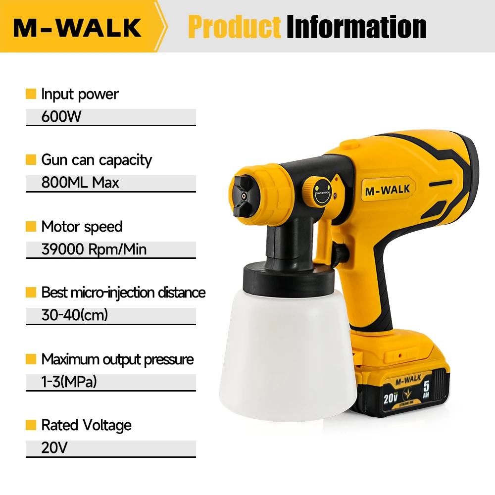 800 مللي بندقية رذاذ كهربائية لاسلكية أثاث السيارات المنزلية الصلب البخاخة الرش المحمولة بندقية رذاذ لبطارية ديوالت 20 فولت ﻿ دبوس