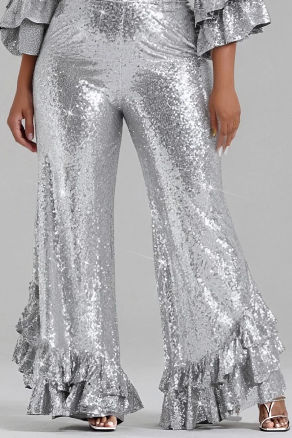 بالإضافة إلى حجم حزب الفضة التفاف الرقبة 3/4 كم كشكش خمر حللا الترتر المتدرج