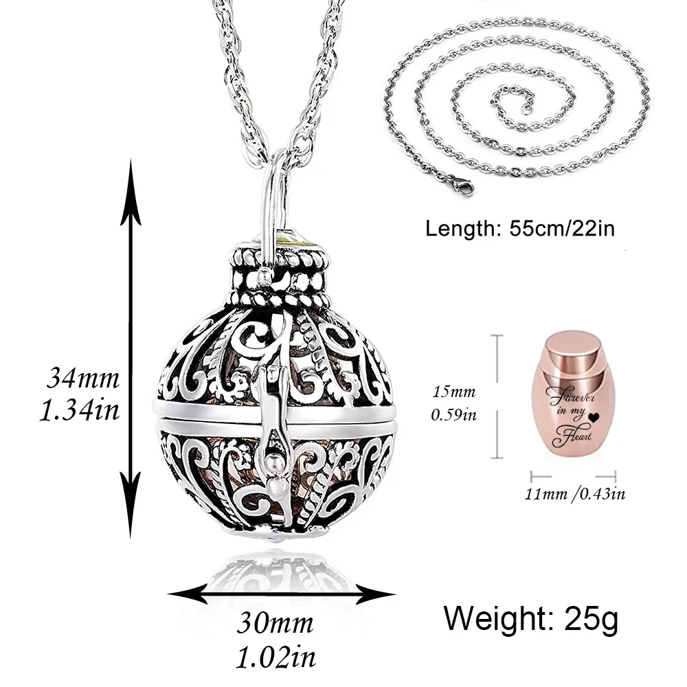 Vintage Flower Of Life Urn Necklace For Ashes Inside Mini Jar Stainless Steel Cremation Locket Urn Jewelry Memorial Necklace