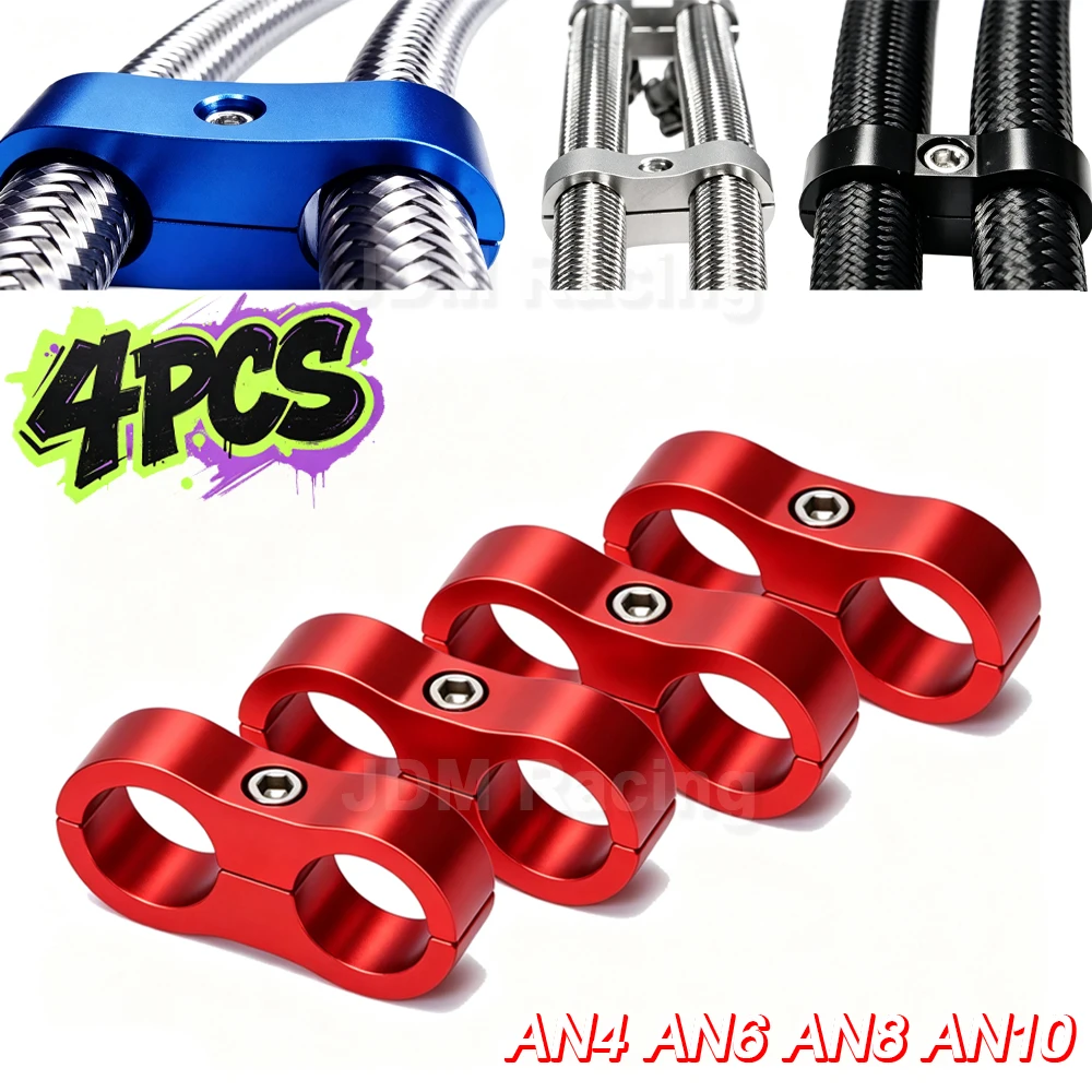 4-teiliges Universal-Kit aus Aluminium für AN4 AN6 AN8 AN10 Billet-Öl-, Kraftstoff- und Wasserschläuche mit Trenn- und Klemmvorrichtung