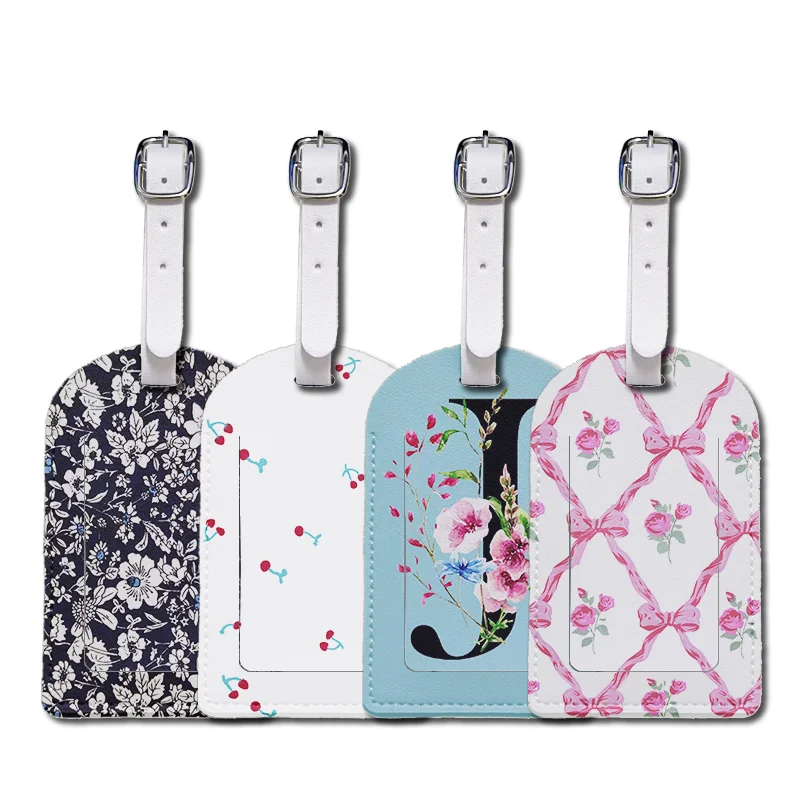 

Luggage Tags with Privacy Cover PU Leather Cruise Ship Waterproof Tag Personalized Suitcase Tags for Men Kids Women