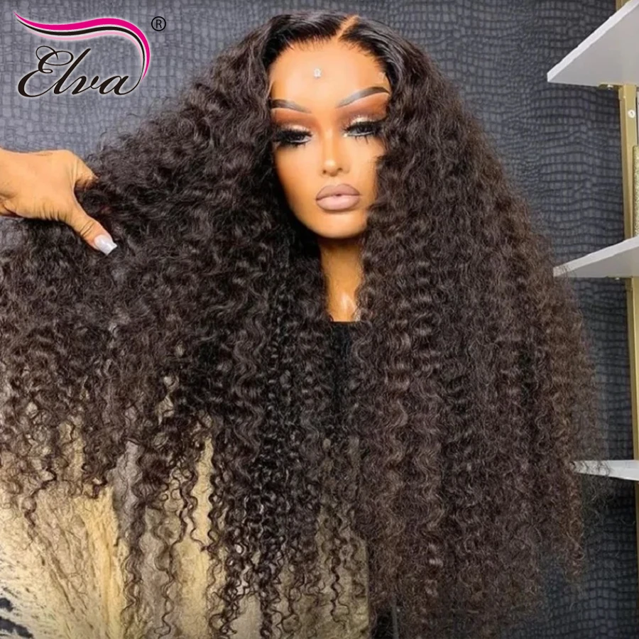 Elva Hair 250 Density Glueless Deep Wave 360 Frontal Wig Hd Lace Wig 13x6 Human Hair 13x4 Curly Full Lace Front Human Hair Wigs