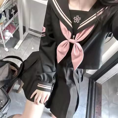 School Uniform Dress Cosplay Costume Japan Anime Girl Lady Lolita Japanese Schoolgirls Sailor Top Tie Pleated Skirt Outfit Women