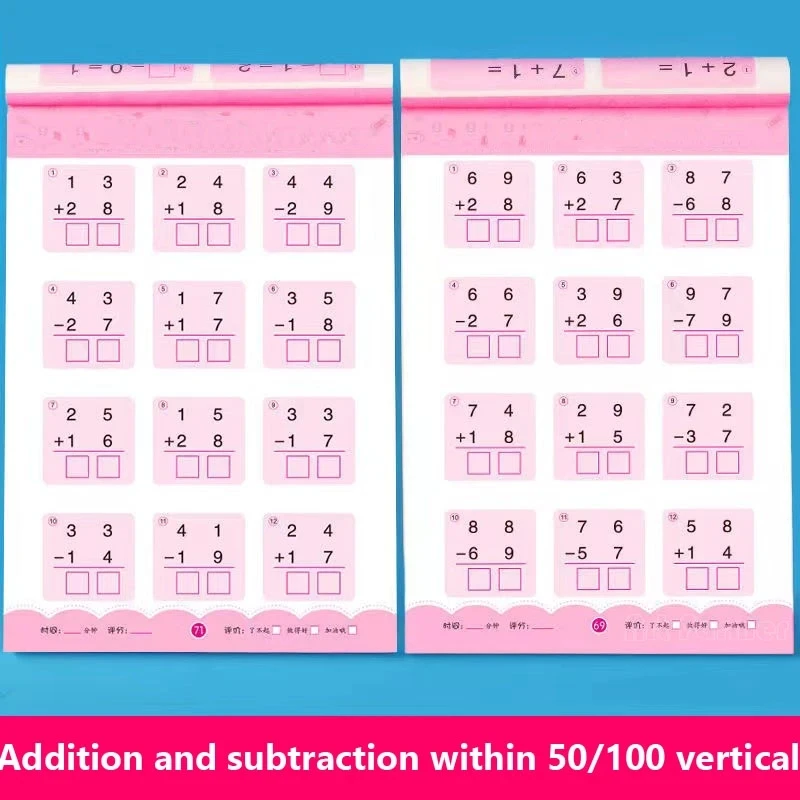 80 Pages/Book Addition and Subtraction Children's Learning Mathematics Workbook Handwritten Arithmetic Exercise Books Notebooks