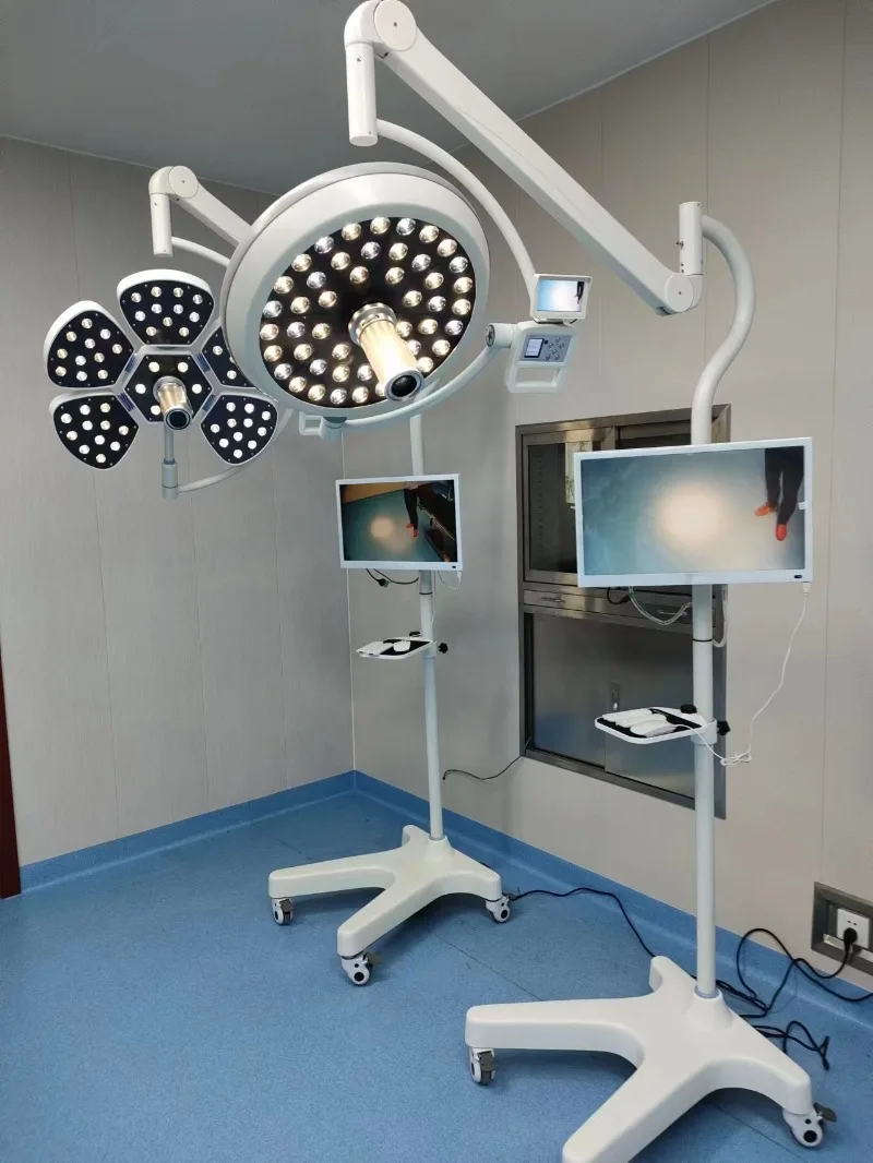 Mobile Shadowless LED Operating Lamp With Monitor & Camera Surgical Medical Equipment Dental Examination Petal Operation Light