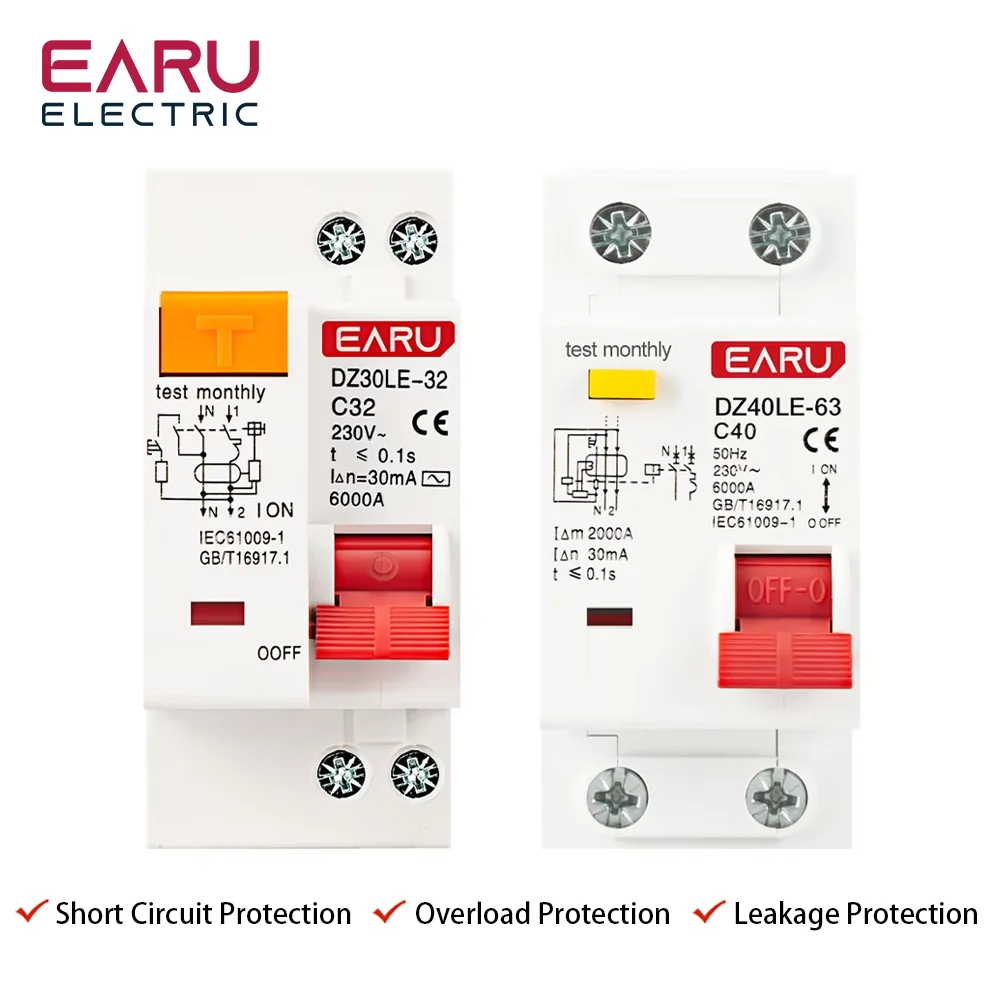 EPNL DPNL 230V 1P+N Residual Current Circuit Breaker with Over and Short Current Leakage Protection RCBO MCB