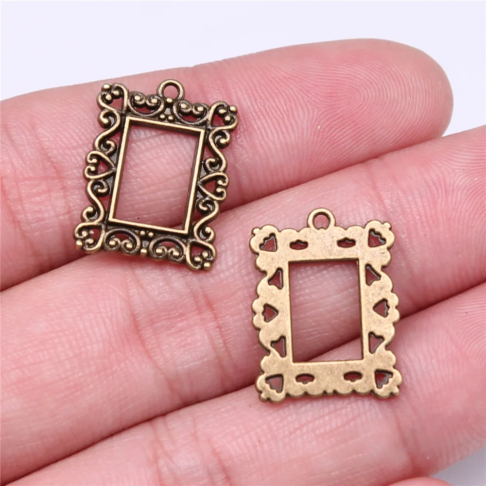 IFOCUS 10pcs/Lot Retro Rectangle Photo Frame Charms For DIY Jewelry Making Zinc Alloy 20x15mm/0.79x0.59inch