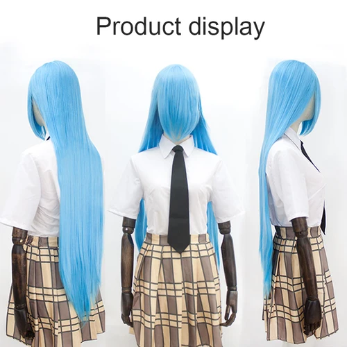 Imagen 2 del producto DIFEI-Peluca de Cosplay recta larga sintética de 100CM con flequillo para mujer, peluca ombré de Anime, peluca resistente al calor rosa, verde y dorado