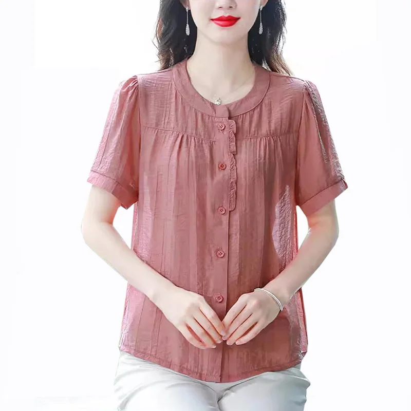 

Blouses Tops Women Clothing Cotton Linen Shirts for Women Summer Fashion Short sleeve Women 2024 new