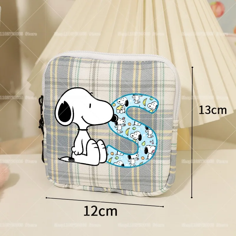 Snoopys Storage Bag Women Large-capacity Lipstick Sanitary Napkin Storage Bag Cute Anime Travel Portable Simple Girls Coin Purse view 3