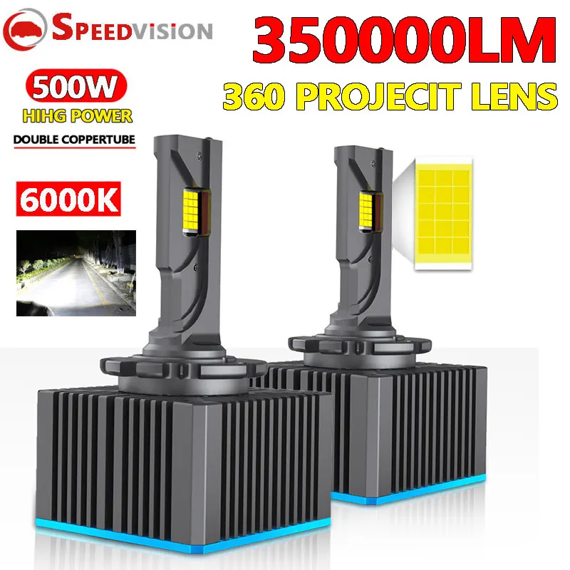 

D1S Светодиодные фары HID D3S D2S D4S D5S D8S Двойная медная трубка LED D1R D3R 350000 LM 500W CSP Chip 6000K Turbo Plug&Play Противотуманная фара