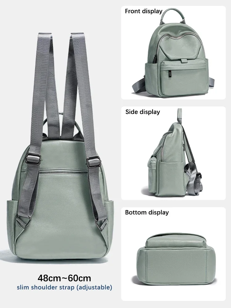 Zency Women New Leather Backpack Knapsack Girls Simple Fashion Small Backpacks Satchel Shoulder Large Capacity Rucksack