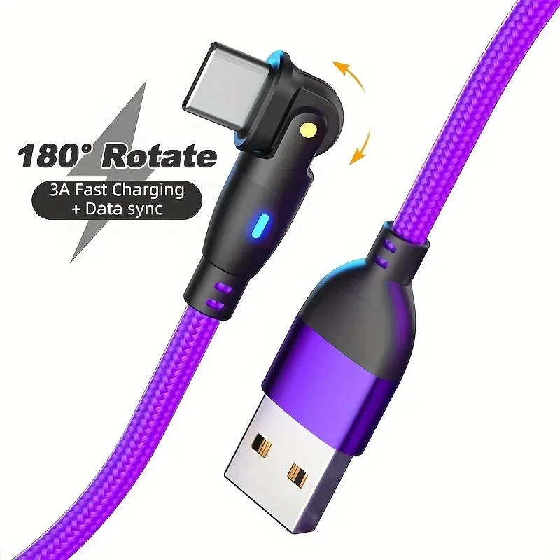 

3A USB Type-C fast charging cable, 180 ° rotation, 10-20W power, smooth processing, compatible with Samsung and XiaomiNNN