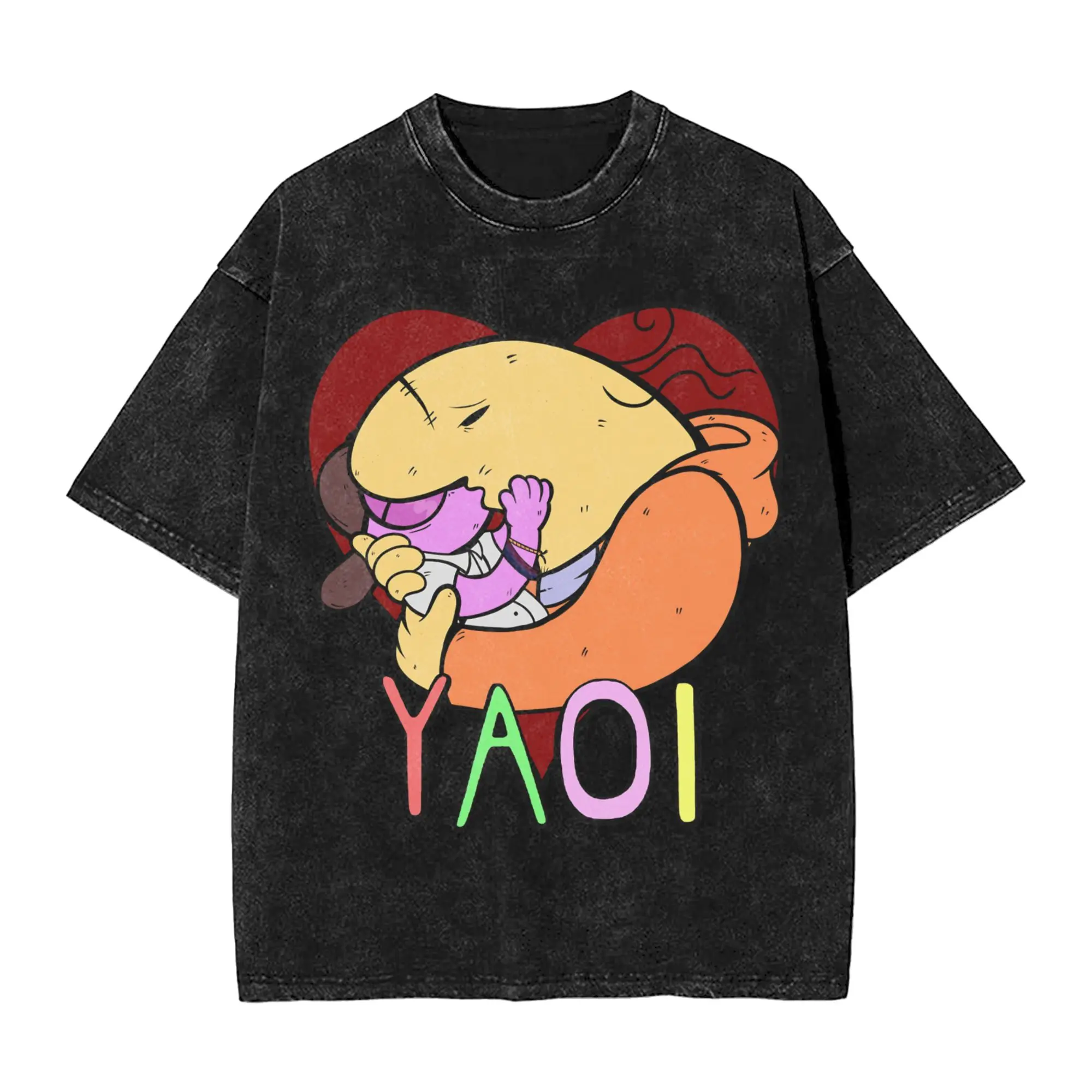 Mens T Shirt Smiling Friends Yaoi Washed T Shirts Leisure  Summer Tee Shirt Streetwear Print Cotton Tops Plus Size 2XL